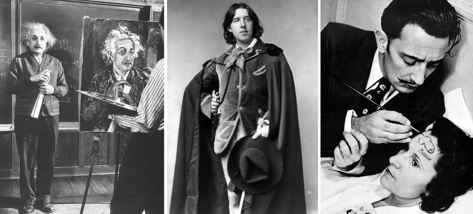 Left to right: Einstein, Oscar Wilde, Salvador Dali